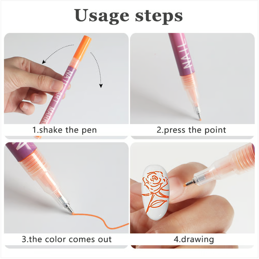💅 Premium Nail Art Pen - Set of 12 Colors ✨