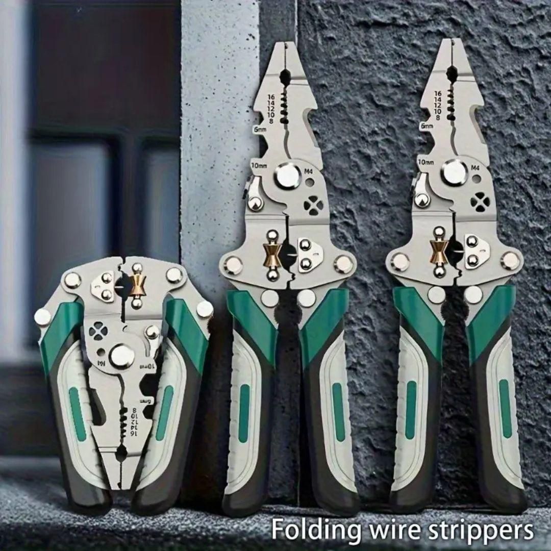 🔧 13-in-1 Foldable Wire Stripper Pliers with Voltage Tester