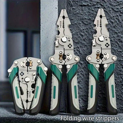 🔧 13-in-1 Foldable Wire Stripper Pliers with Voltage Tester
