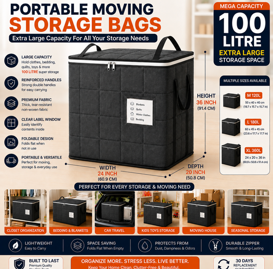 100L XXL Portable Moving Storage Bags - 🔥 Buy 1 Get 1 Free 🔥