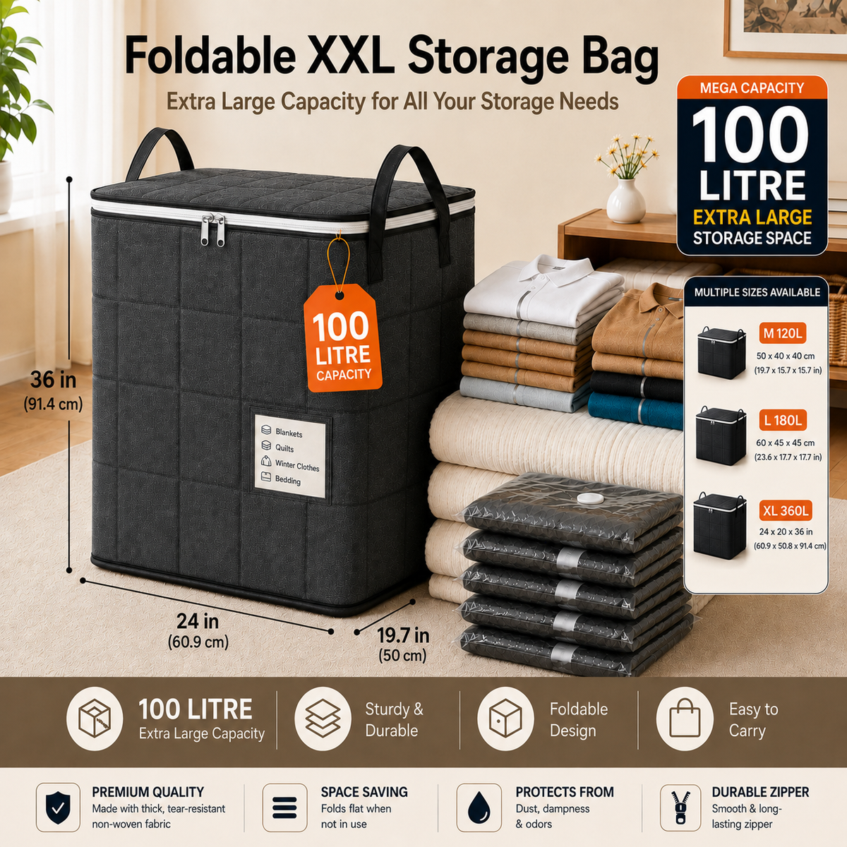 100L XXL Portable Moving Storage Bags - 🔥 Buy 1 Get 1 Free 🔥