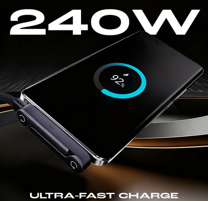 ⚡ Basemo Invisible Holder Charger Cable – 240W Ultra-Fast Charging + Phone Stand
