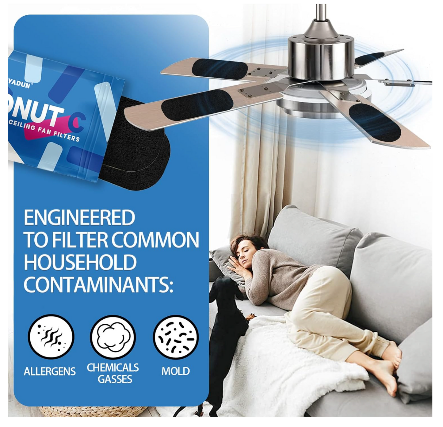 Coconut Shell Carbon Ceiling Fan Air Purifier Pads - 3 Pcs