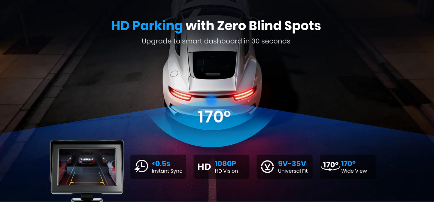 4.3” HD Rear View Monitor -  Compatible With All Vehicle