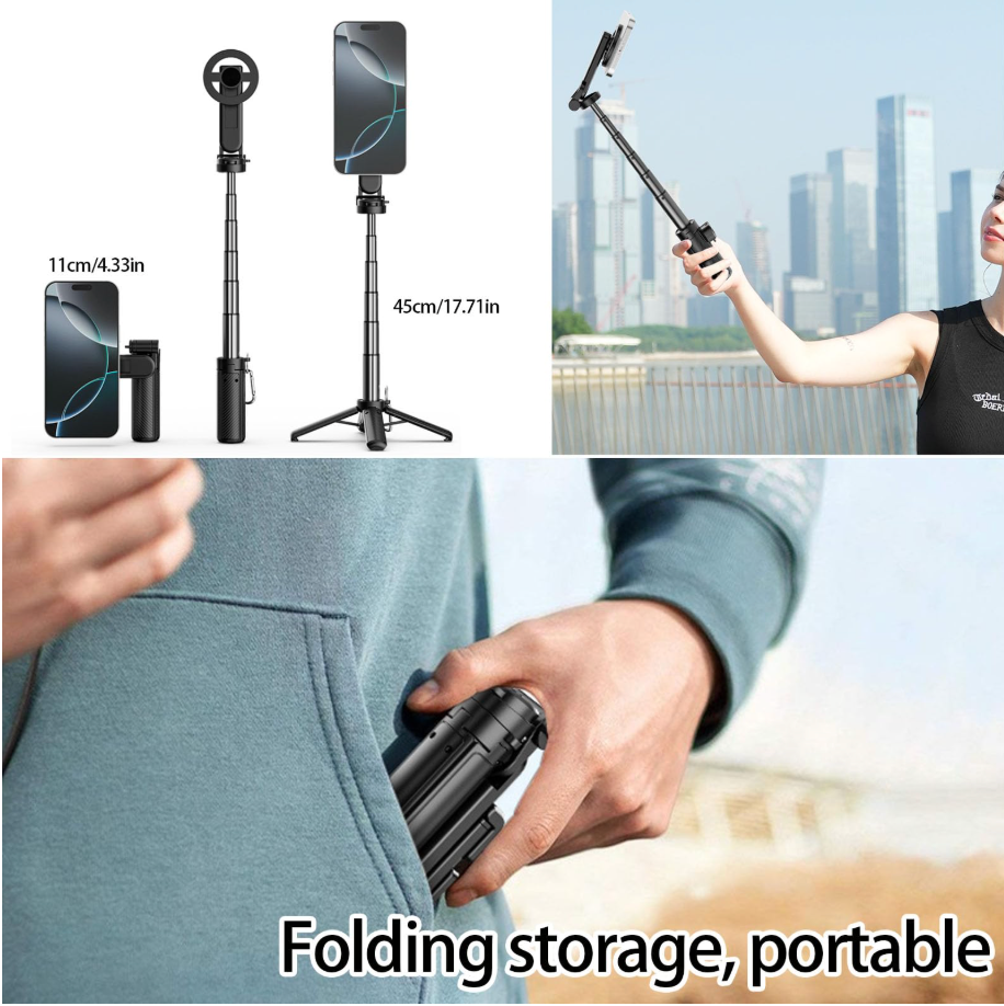4-in-1 Magnetic Selfie Stick with Tripod - Compatible with All Phone