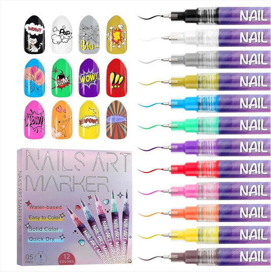 💅 Premium Nail Art Pen - Set of 12 Colors ✨