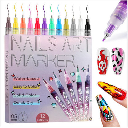 💅 Premium Nail Art Pen - Set of 12 Colors ✨