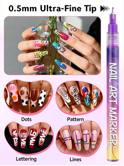 💅 Premium Nail Art Pen - Set of 12 Colors ✨