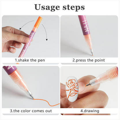 💅 Premium Nail Art Pen - Set of 12 Colors ✨